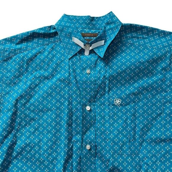 Ariat Men's Classic Fit Geometric Blue Button-Up Shirt Size M - Picture 4 of 6